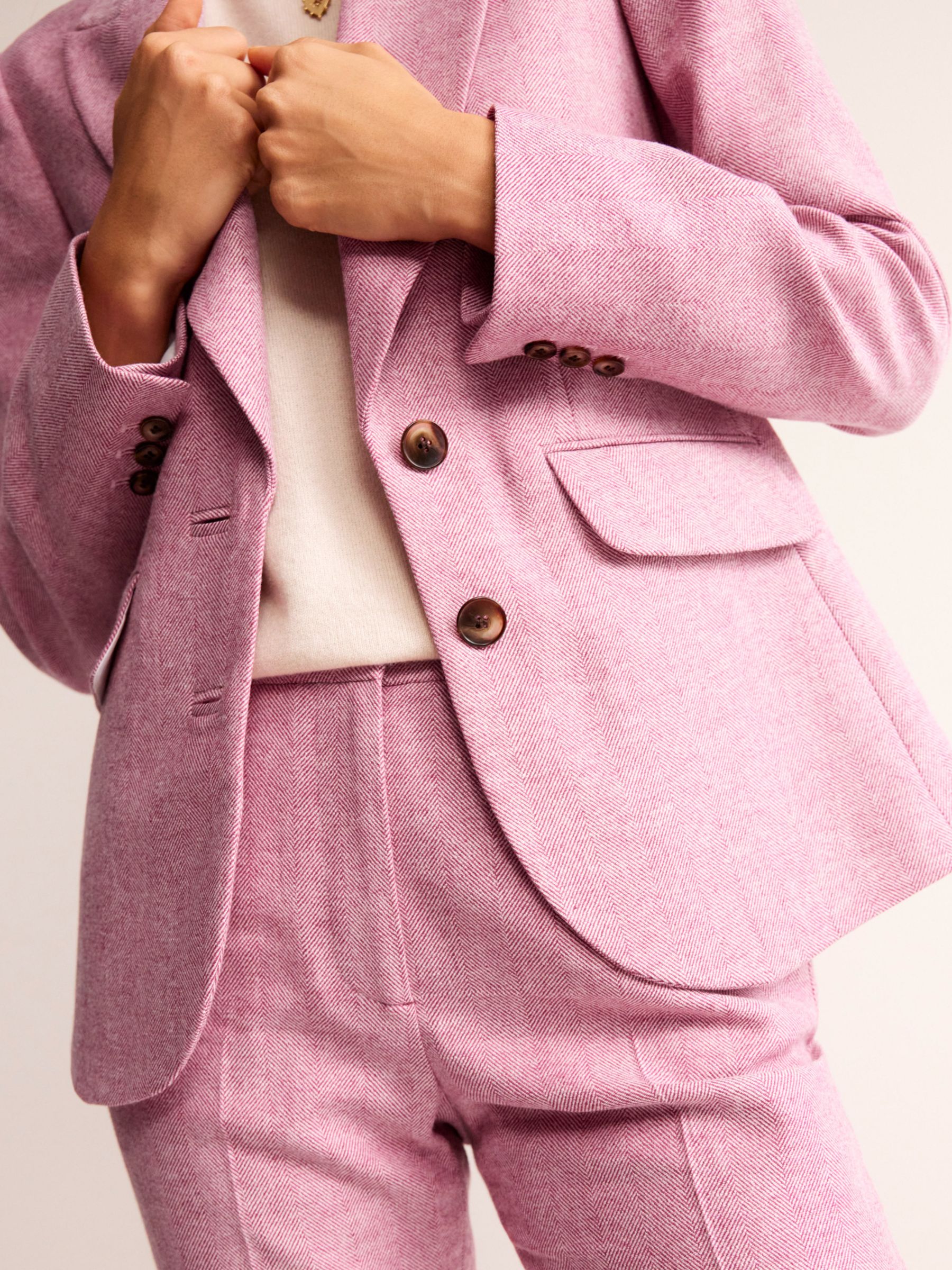 Boden's pink linen suit is perfect for spring