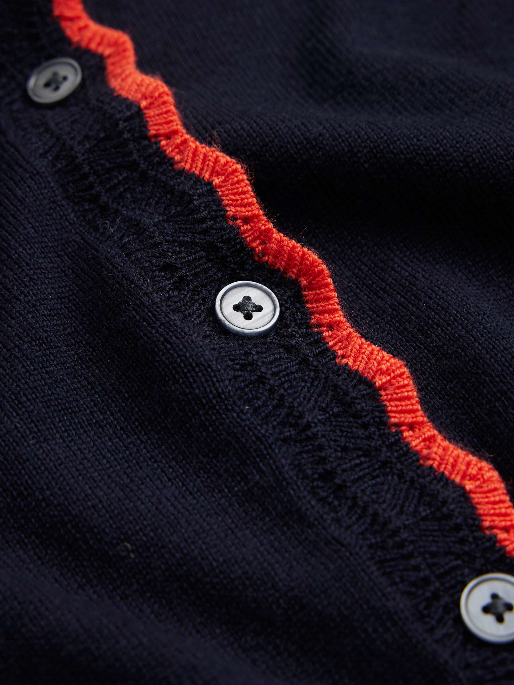 Buy Boden Merino Scallop Detail Cardigan, Navy/Red Online at johnlewis.com