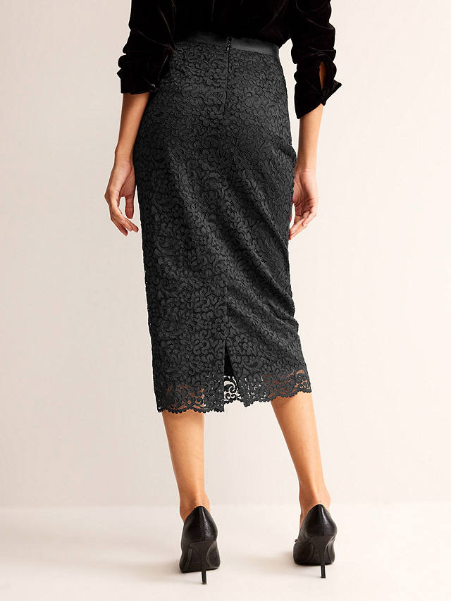 Boden Floral Lace Midi Pencil Skirt, Black