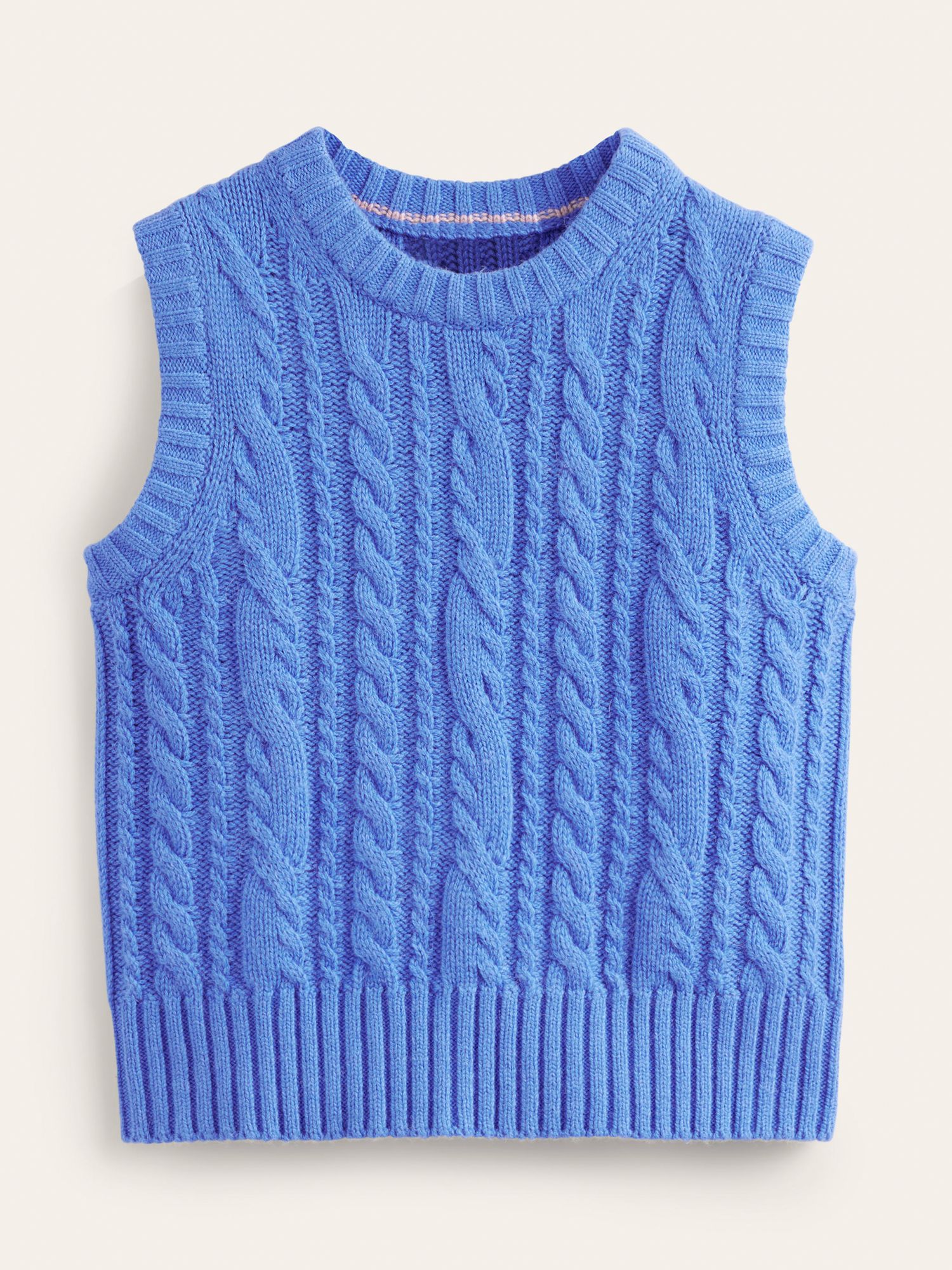 Boden Wool Blend Cable Knit Tank Top, Bright Cobalt, XS