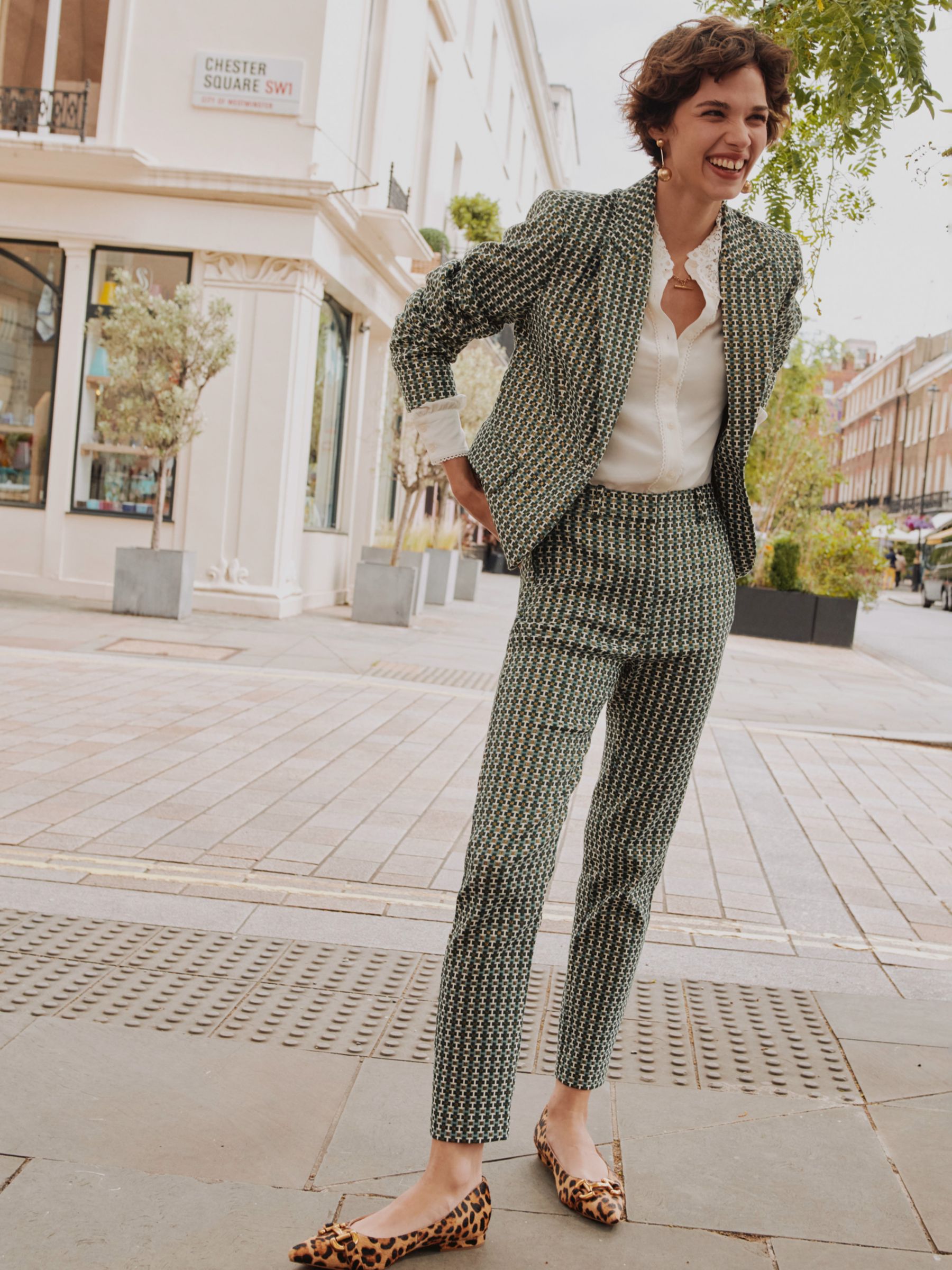 Boden Highgate Jacquard Trousers, Multi at John Lewis & Partners