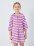 John Lewis Kids' Stripe Zip Through Towelling Poncho, Purple