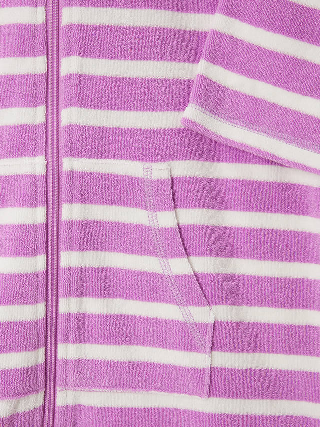 John Lewis Kids' Stripe Zip Through Towelling Poncho, Purple