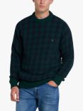 Farah Mossumn Check Crew Neck Jumper, Green/Multi