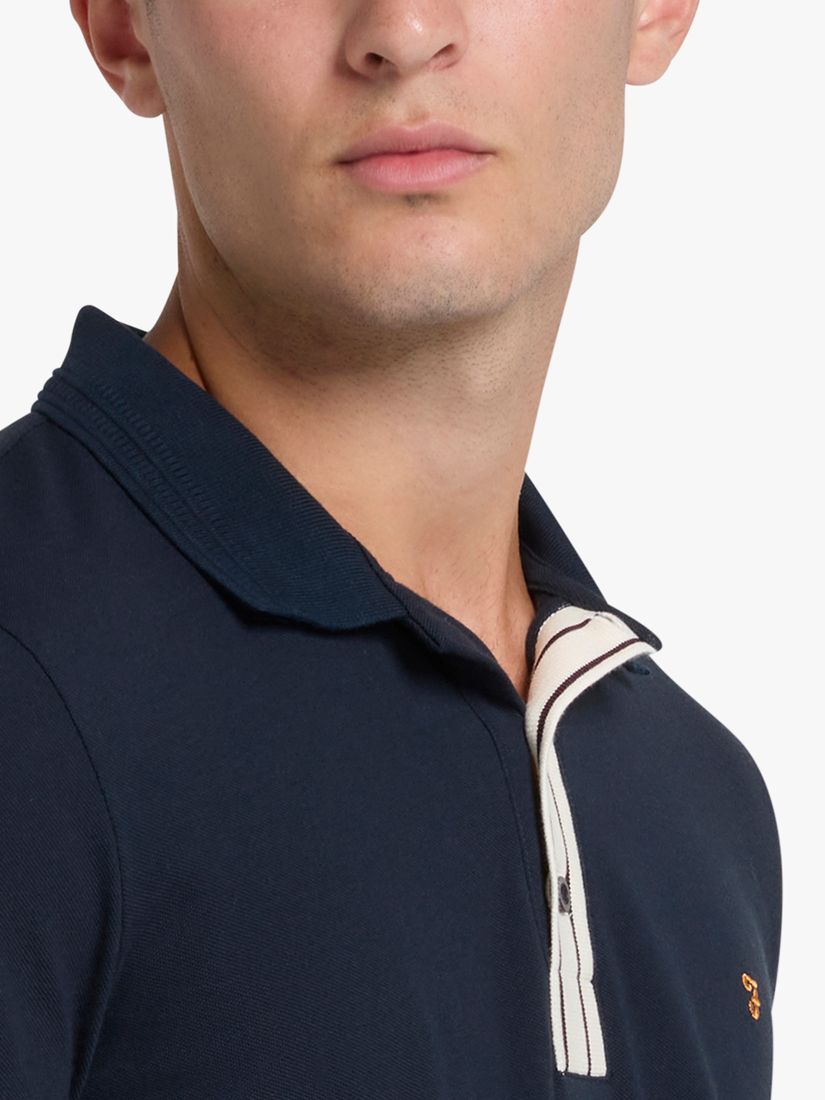 Farah Drezler Long Sleeve Polo Top, True Navy, L