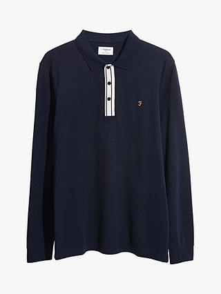 Farah Drezler Long Sleeve Polo Top, True Navy