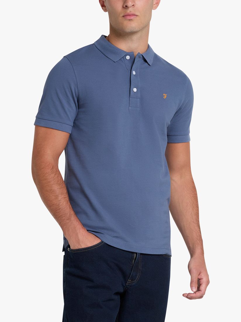 Farah Blanes Short Sleeve Polo Top, River Bed, L
