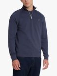 Farah Jim 1/4 Zip Slim Fit Organic Cotton Sweatshirt, Liquorice Blue