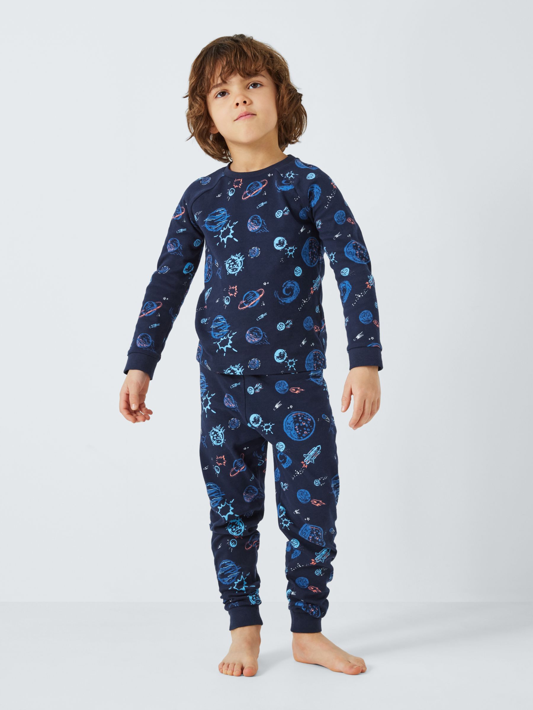 Buy John Lewis Kids' Outer Space Glow in the Dark Pyjamas, Pack of 2, Grey/Multi Online at johnlewis.com