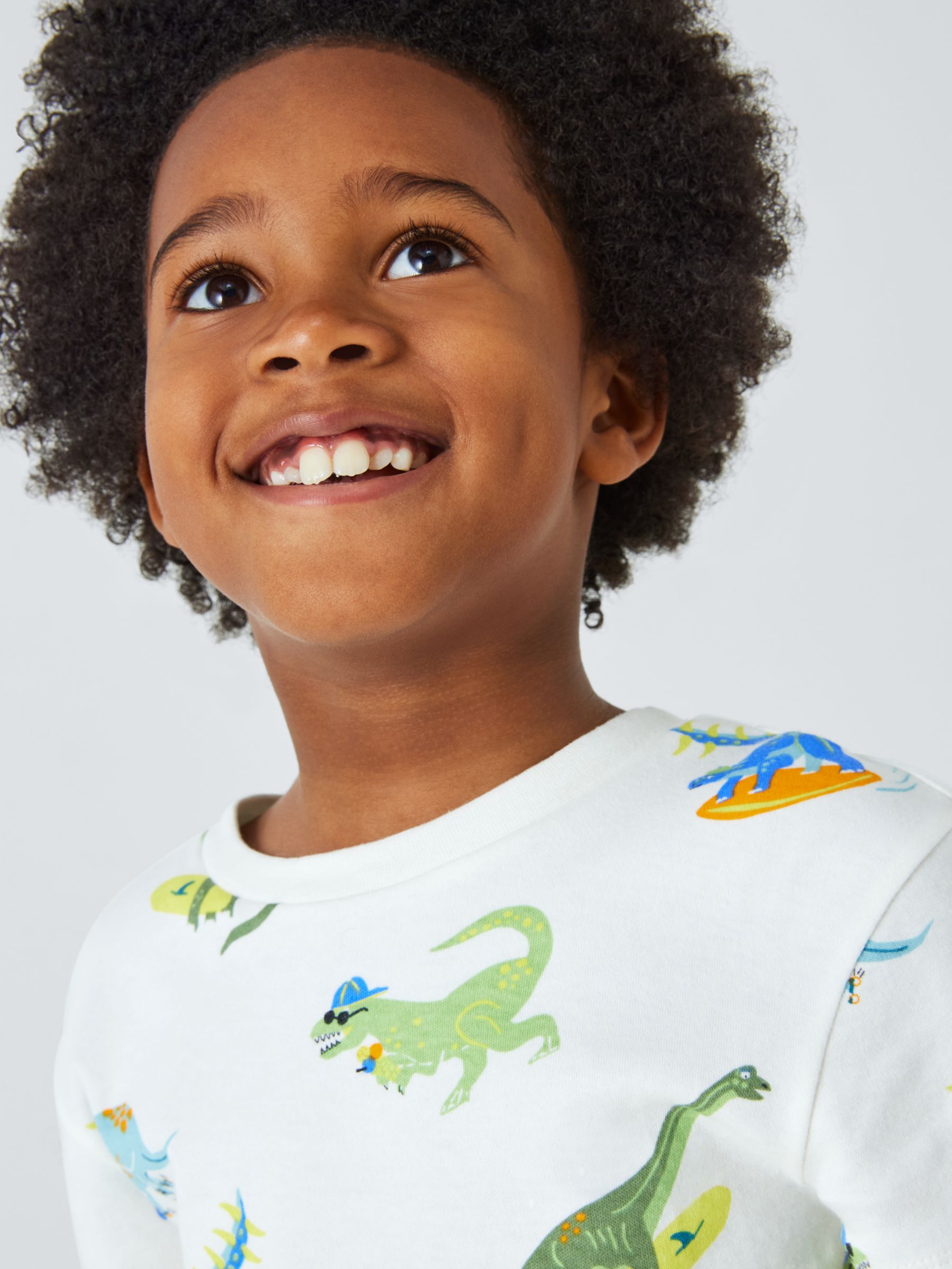 John Lewis Kids' Summer Plain/Dinosaur Short Pyjama Sets, Pack of 2, Multi, 7 years