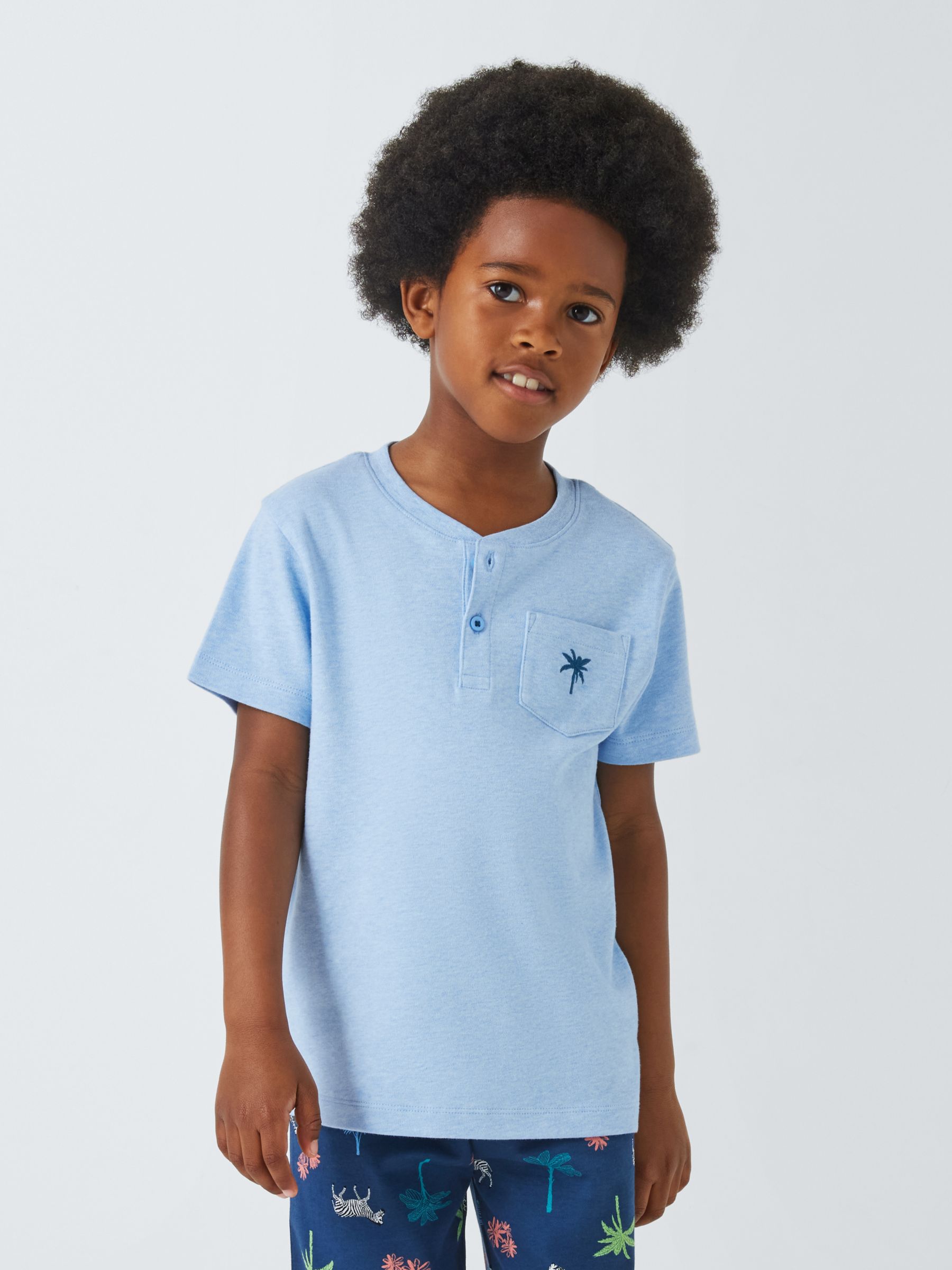 John Lewis Kids' Safari Short Pyjama Set, Blue/Multi, 9 years