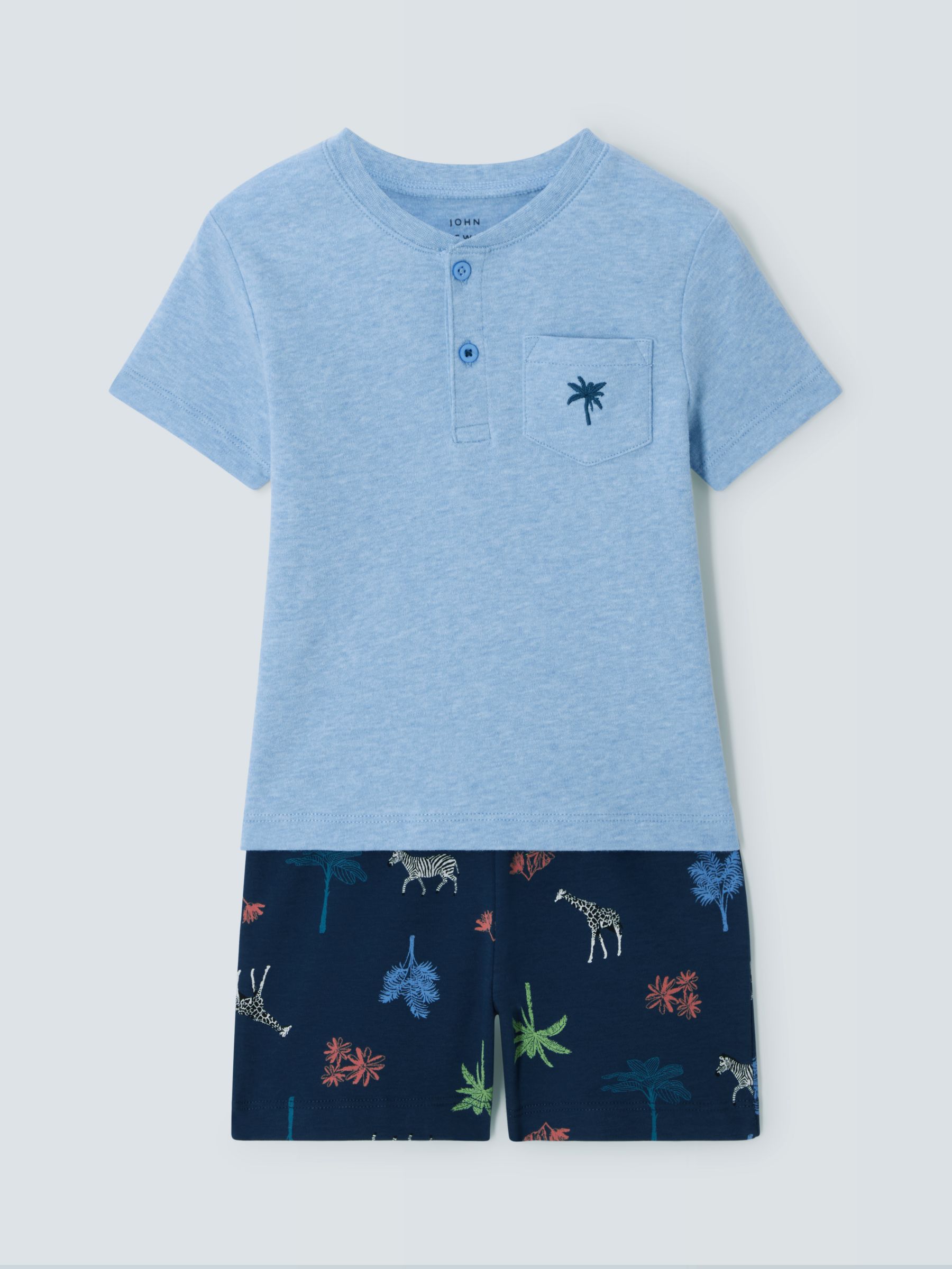 Buy John Lewis Kids' Safari Short Pyjama Set, Blue/Multi Online at johnlewis.com