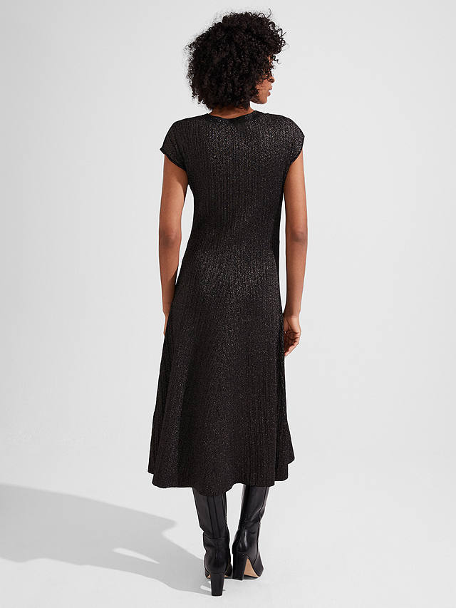 Hobbs Reena Knitted Midi Dress, Black/Gold