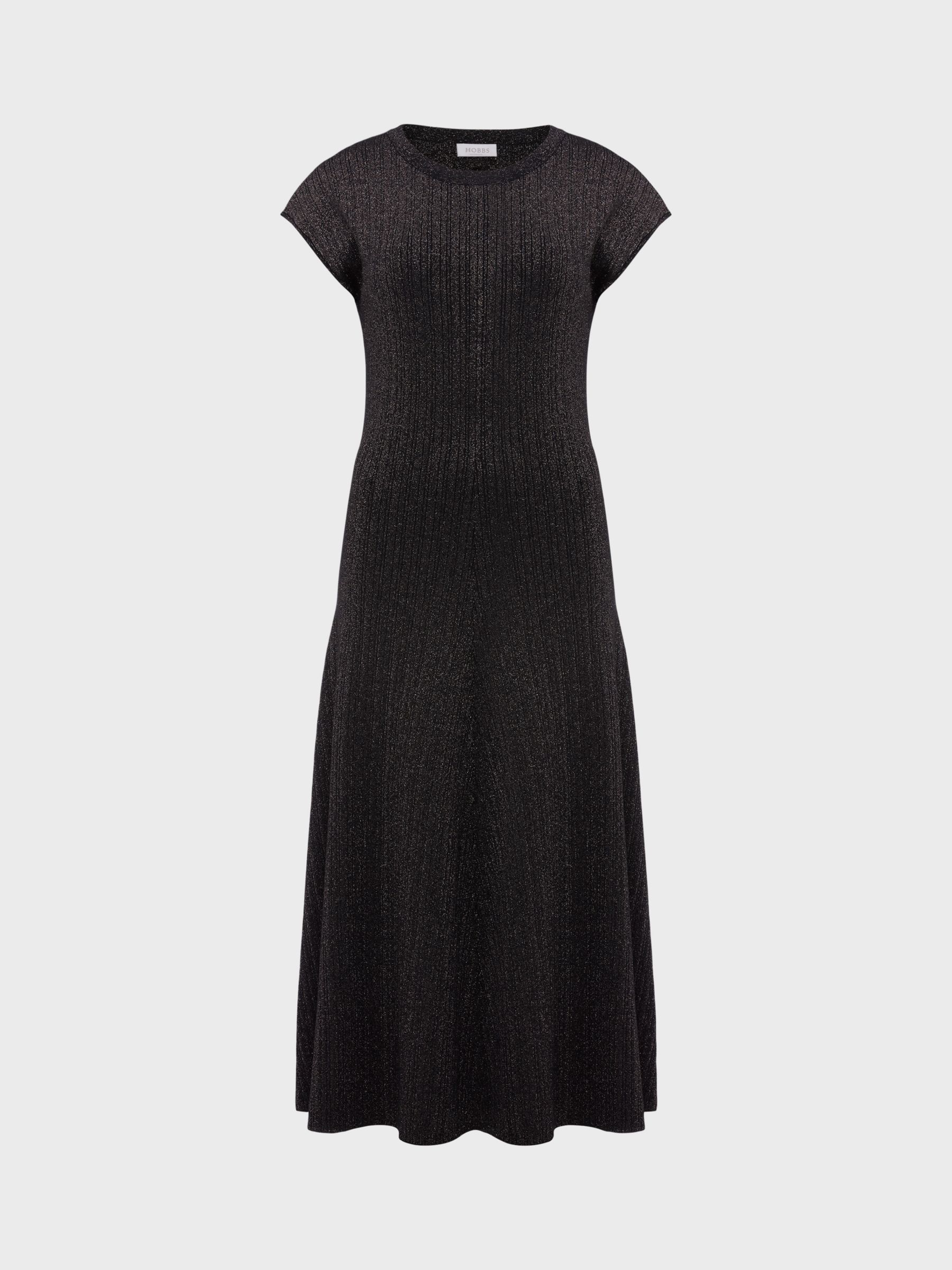 Buy Hobbs Reena Knitted Midi Dress, Black/Gold Online at johnlewis.com