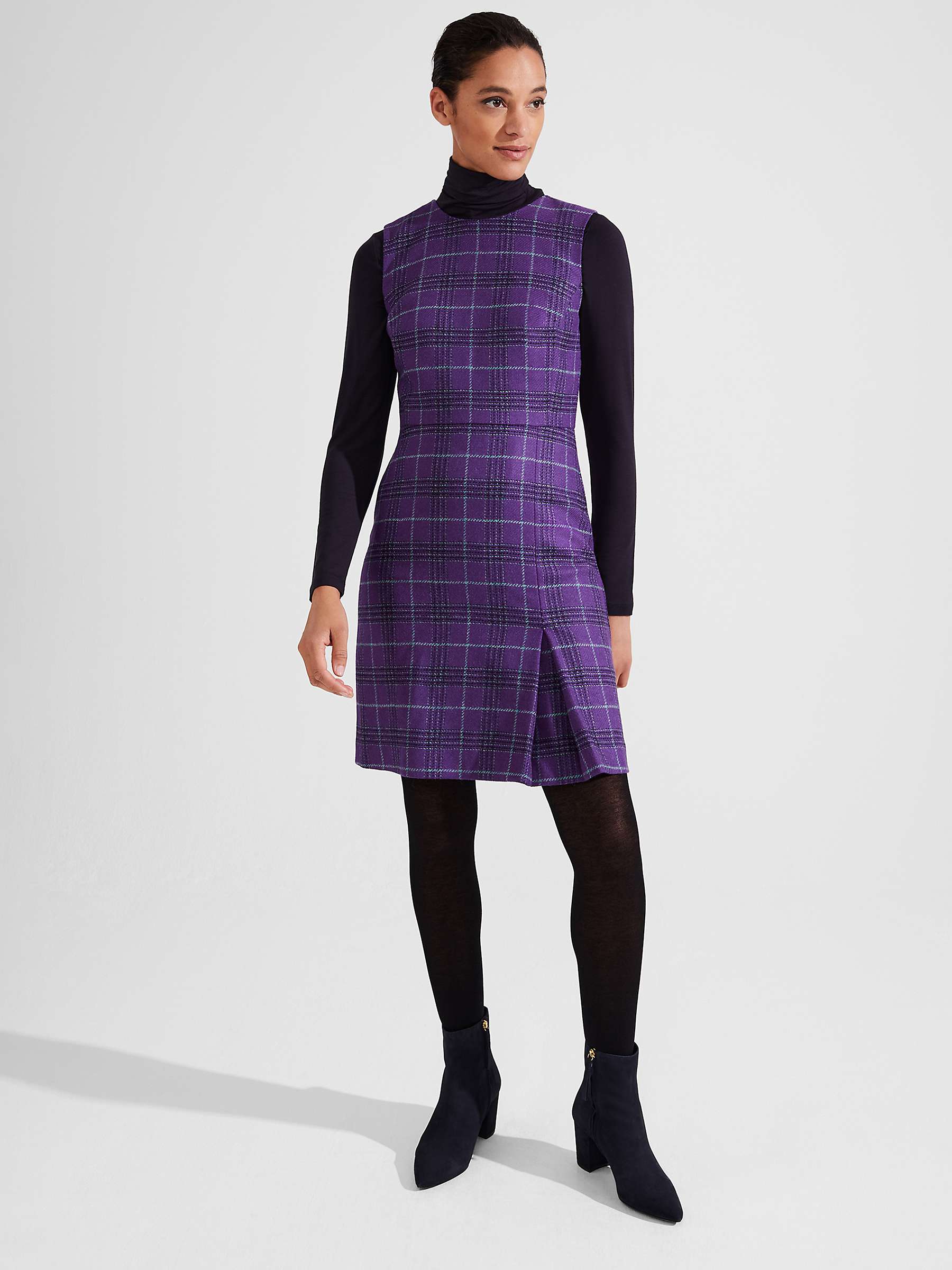 Buy Hobbs Avery Check Wool Mini Sheath Dress, Purple/Multi Online at johnlewis.com