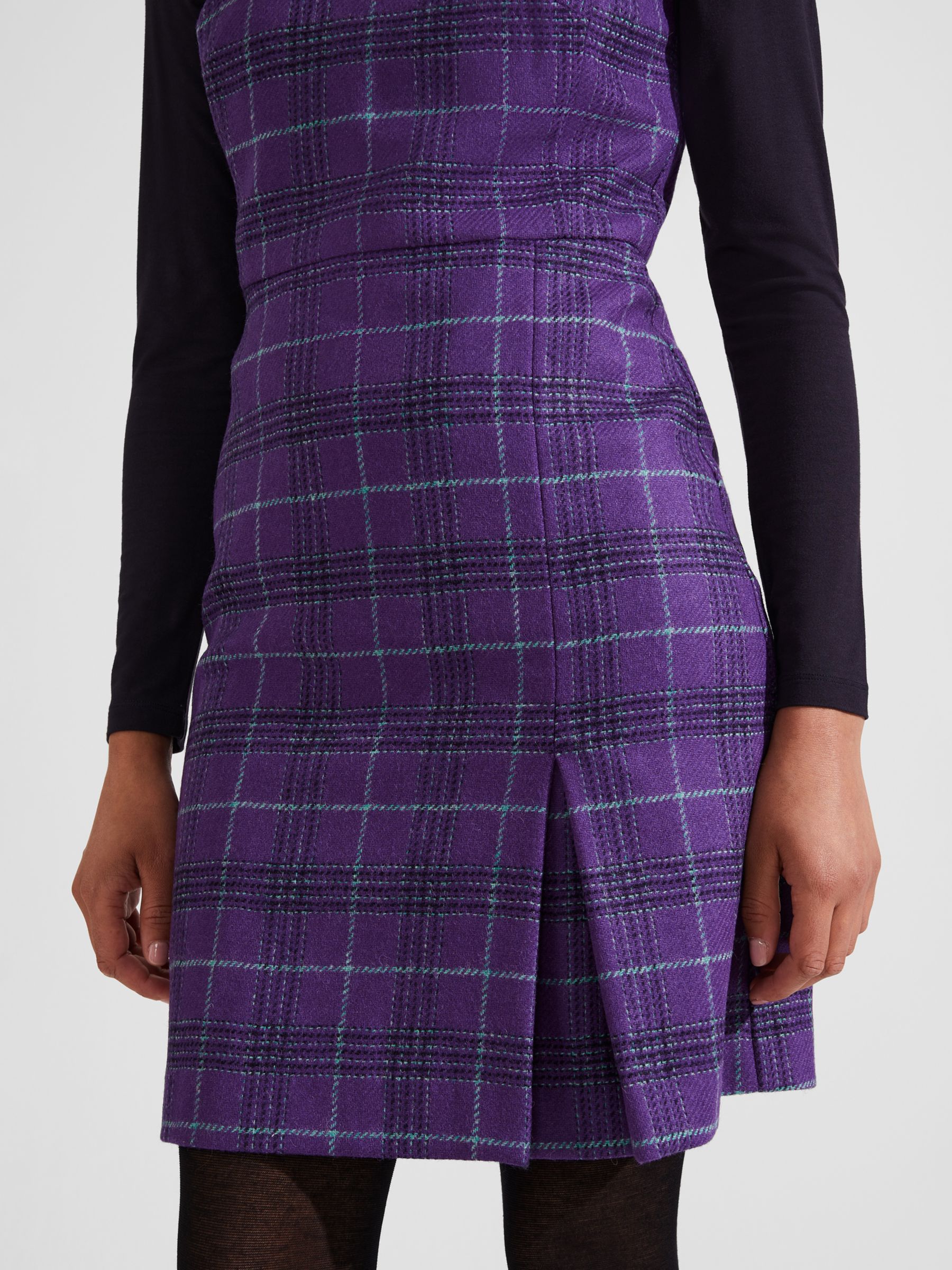 Hobbs Avery Check Wool Mini Sheath Dress, Purple/Multi, 18