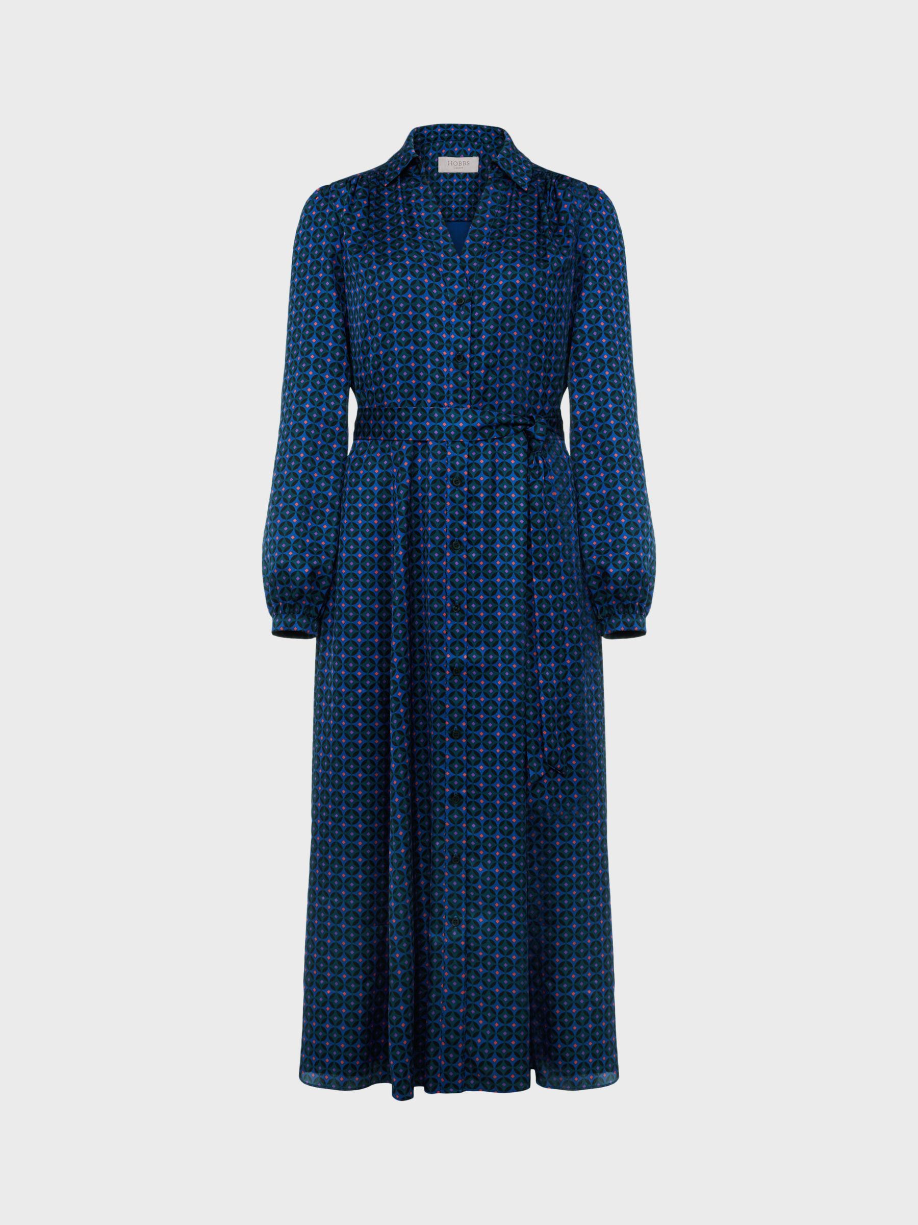 Buy Hobbs Yvonne Geometric Print Shirt Dress, Navy/Multi Online at johnlewis.com