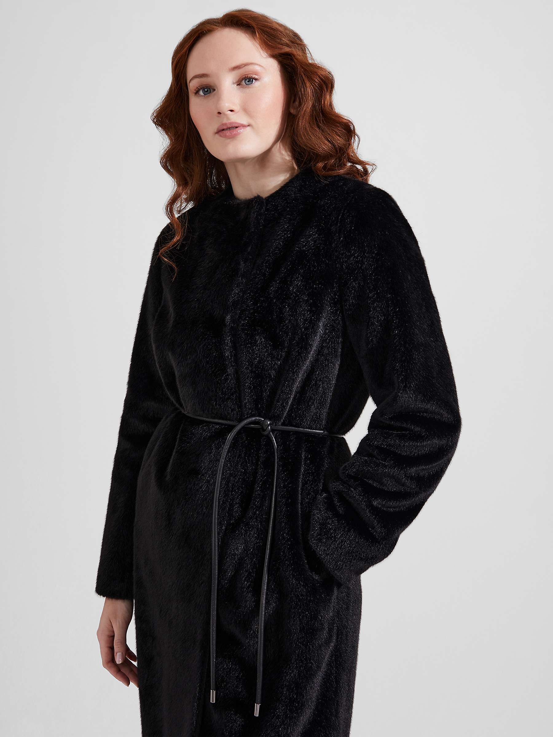 Buy Hobbs Robin Fur Coat, Black Online at johnlewis.com