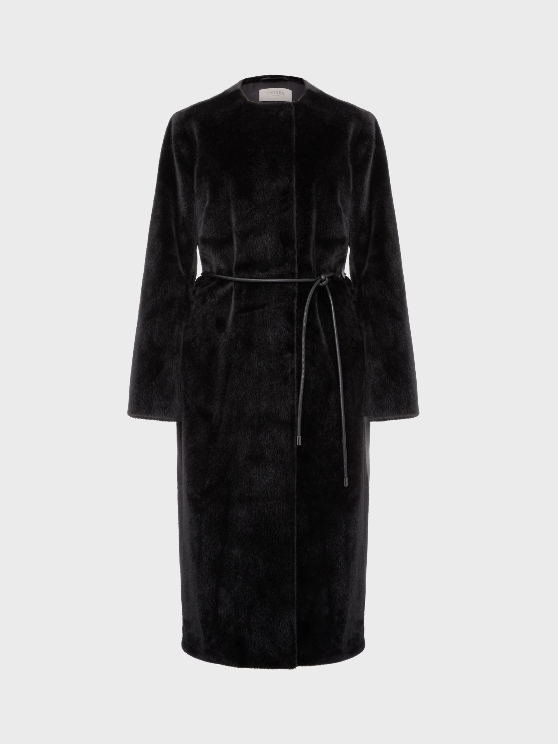 Buy Hobbs Robin Fur Coat, Black Online at johnlewis.com