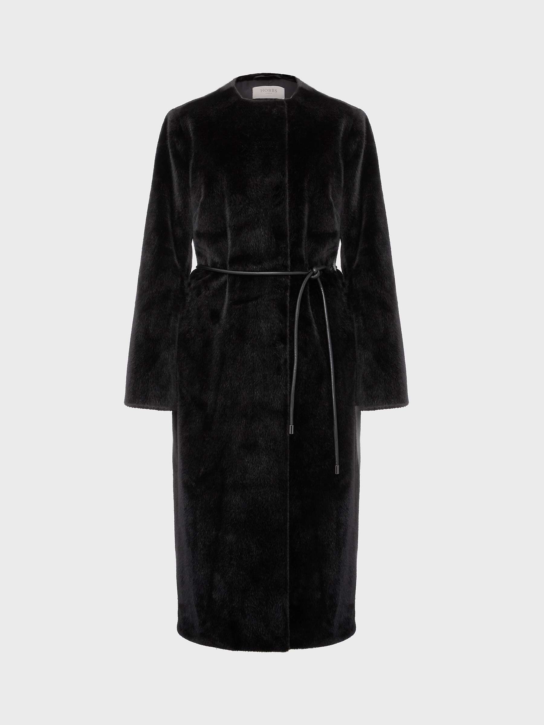 Hobbs Robin Fur Coat, Black at John Lewis & Partners