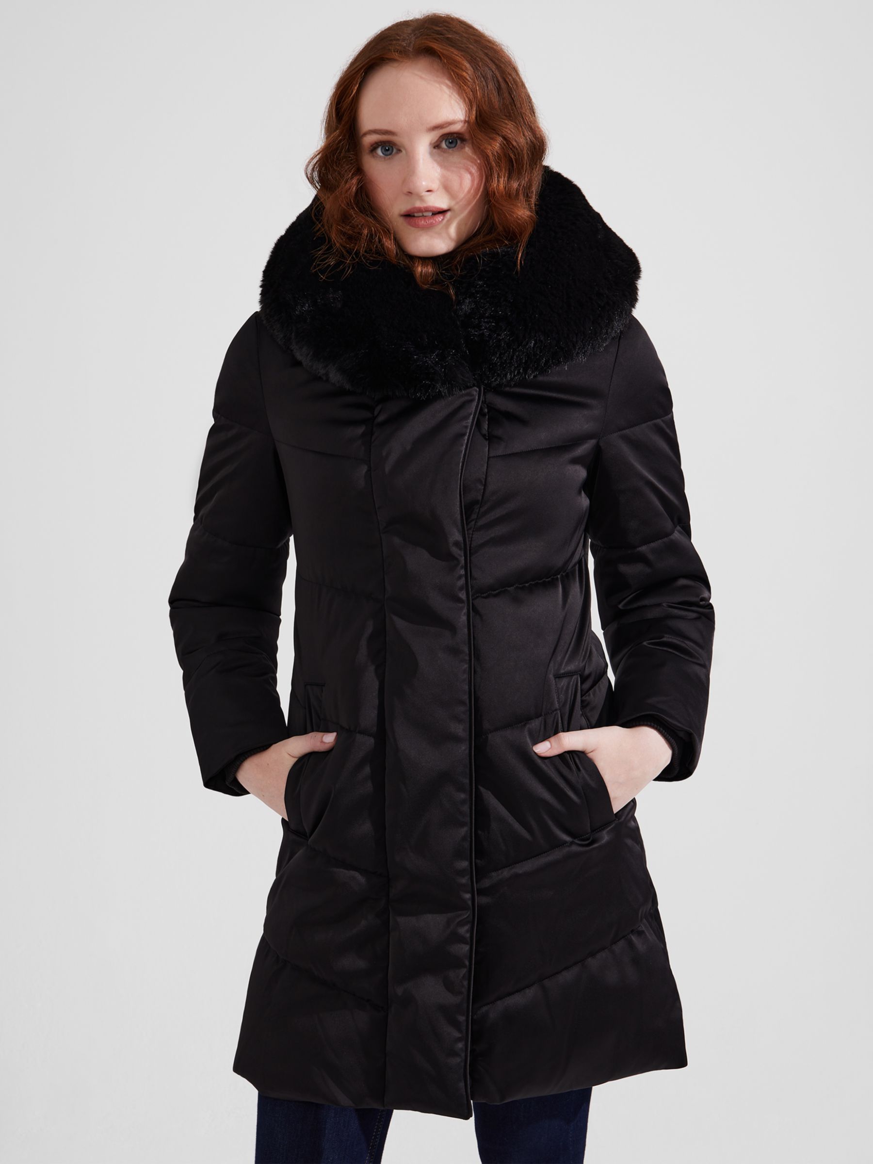 Hobbs Serena Puffer Coat, Black at John Lewis & Partners