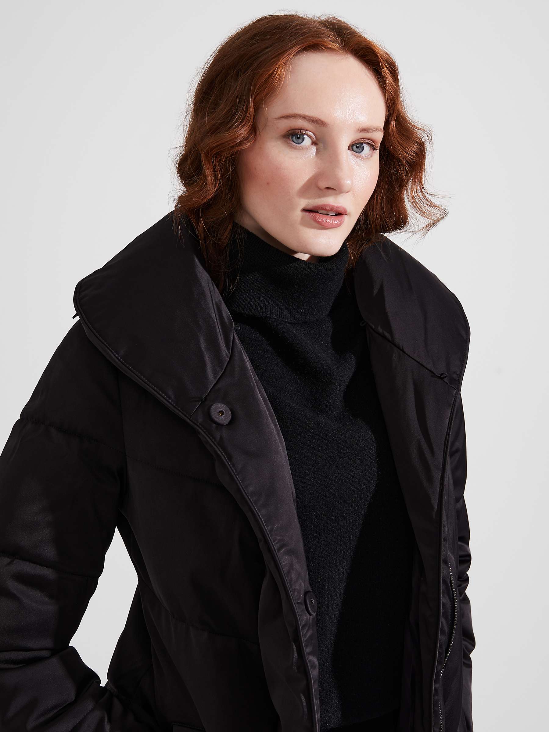 Buy Hobbs Serena Puffer Coat, Black Online at johnlewis.com