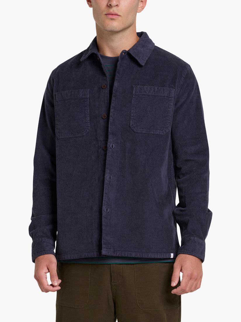 Farah Kitner Corduroy Long Sleeve Shirt, Liquorice Blue, L