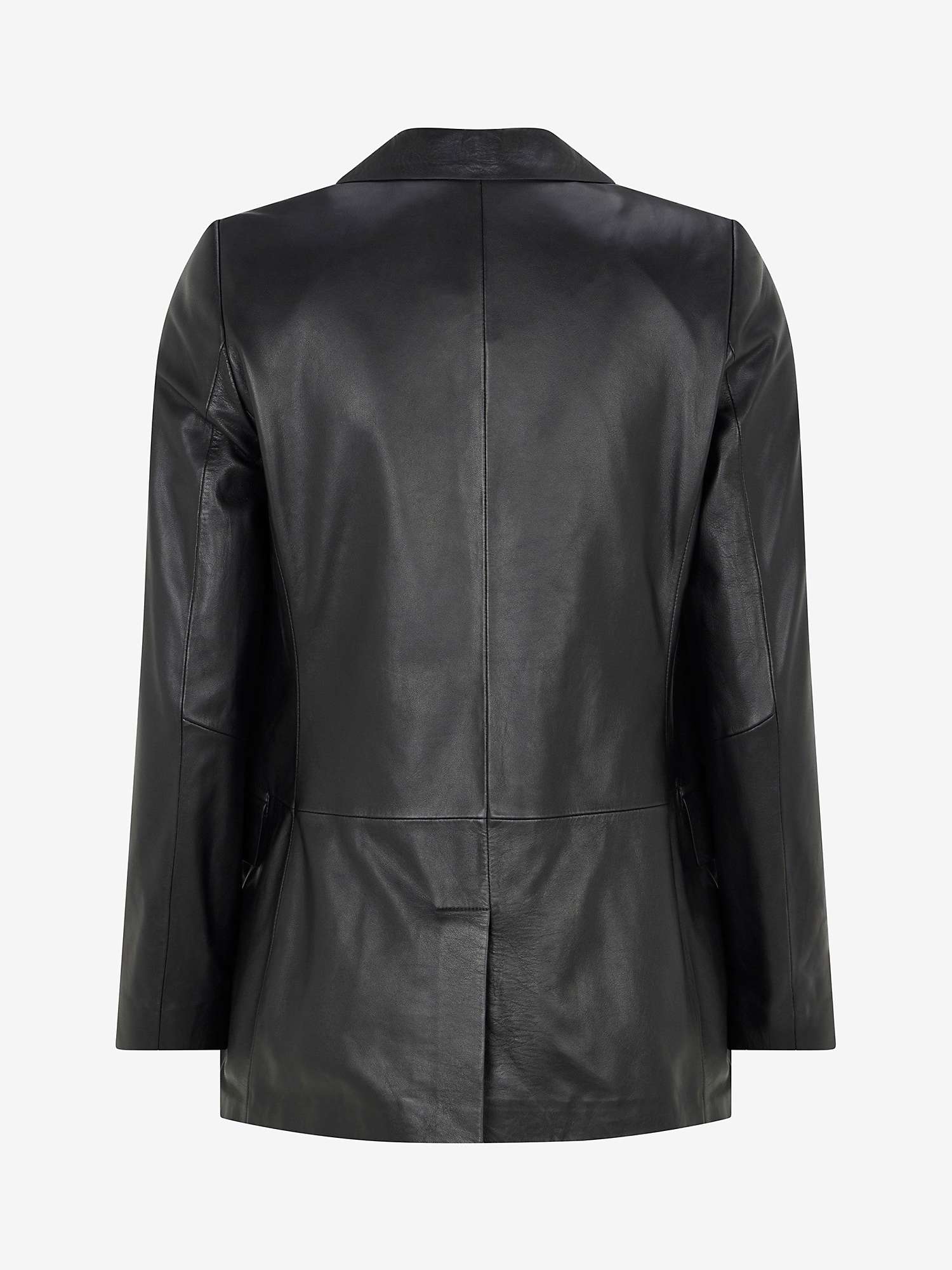 Mint Velvet Leather Longline Blazer, Black at John Lewis & Partners