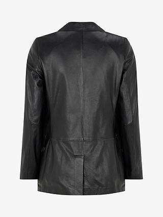 Mint Velvet Leather Longline Blazer, Black