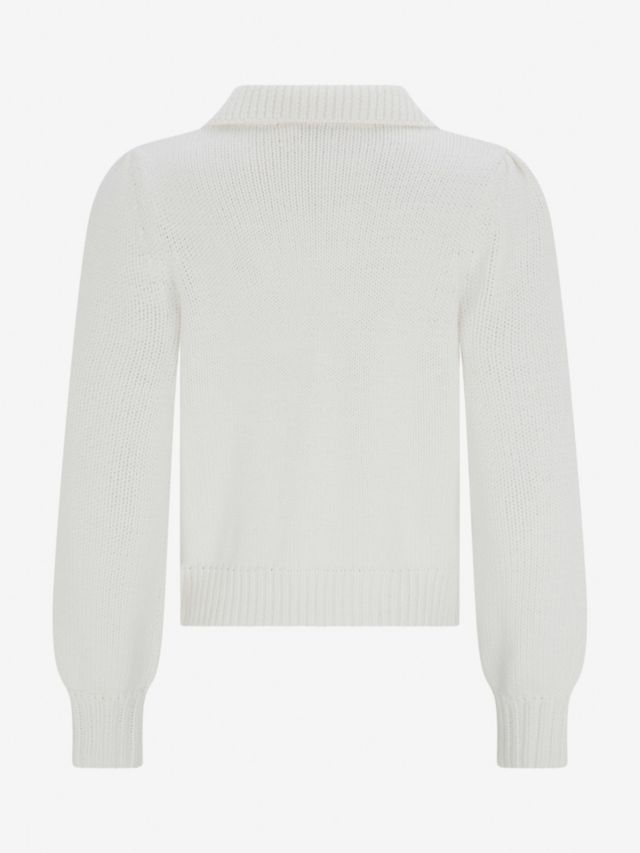 Mint Velvet Puff Sleeve Collared Jumper, Ivory, XS