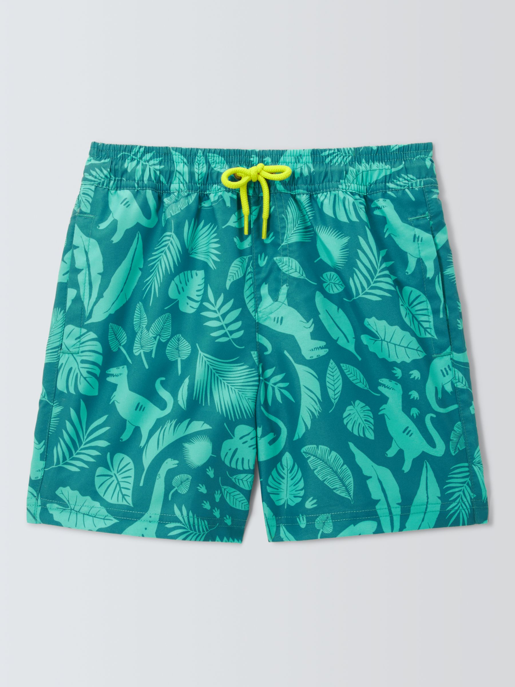 John Lewis Kids' Dino Print Swim Shorts, Green, 8 years