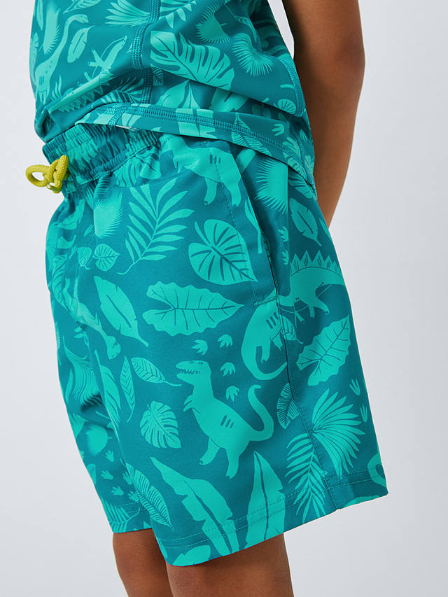 John Lewis Kids' Dino Print Swim Shorts, Green