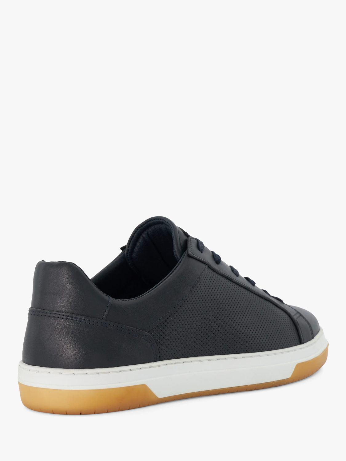 Dune Tie Leather Black Trainers, Navy, 7