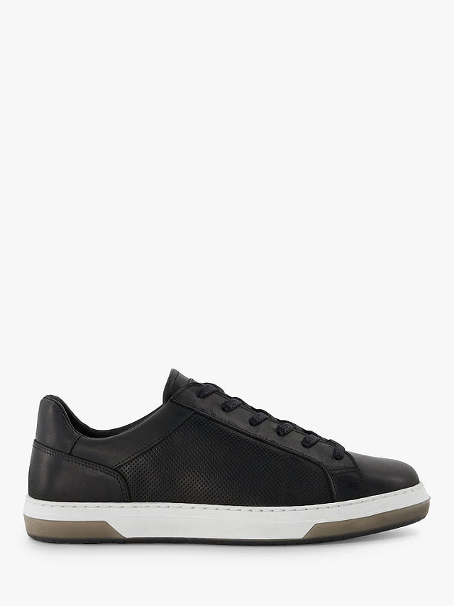 Dune Tie Leather Black Trainers, Black-leather