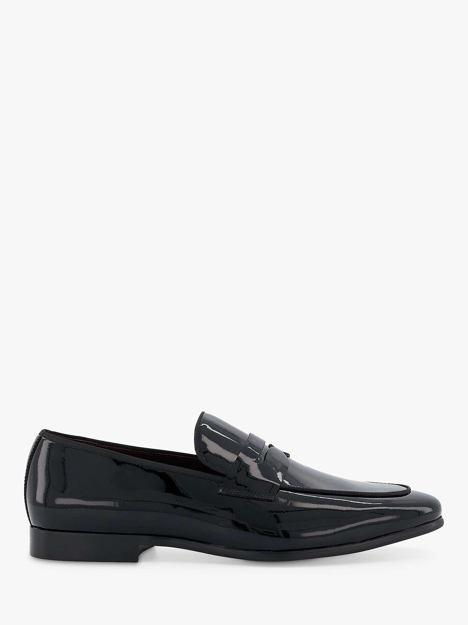 Dune Sterlling Patent Penny Loafers, Black at John Lewis & Partners