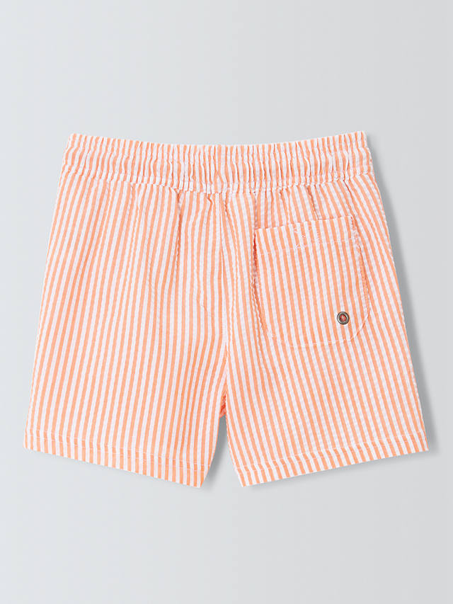 John Lewis Kids' Seersucker Stripe Fish Swim Shorts, Orange