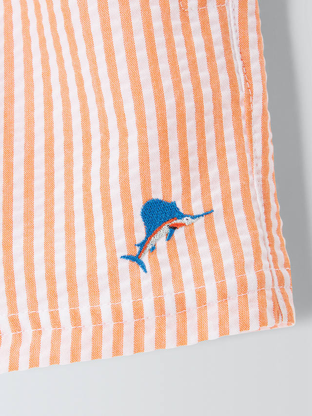 John Lewis Kids' Seersucker Stripe Fish Swim Shorts, Orange