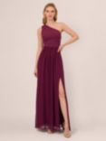 Adrianna Papell One Shoulder Crepe Chiffon Maxi Dress, Cassis