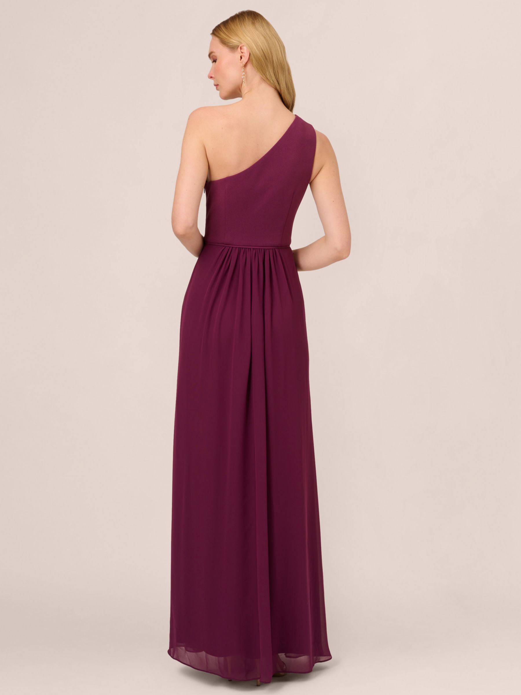 Buy Adrianna Papell One Shoulder Crepe Chiffon Maxi Dress, Cassis Online at johnlewis.com