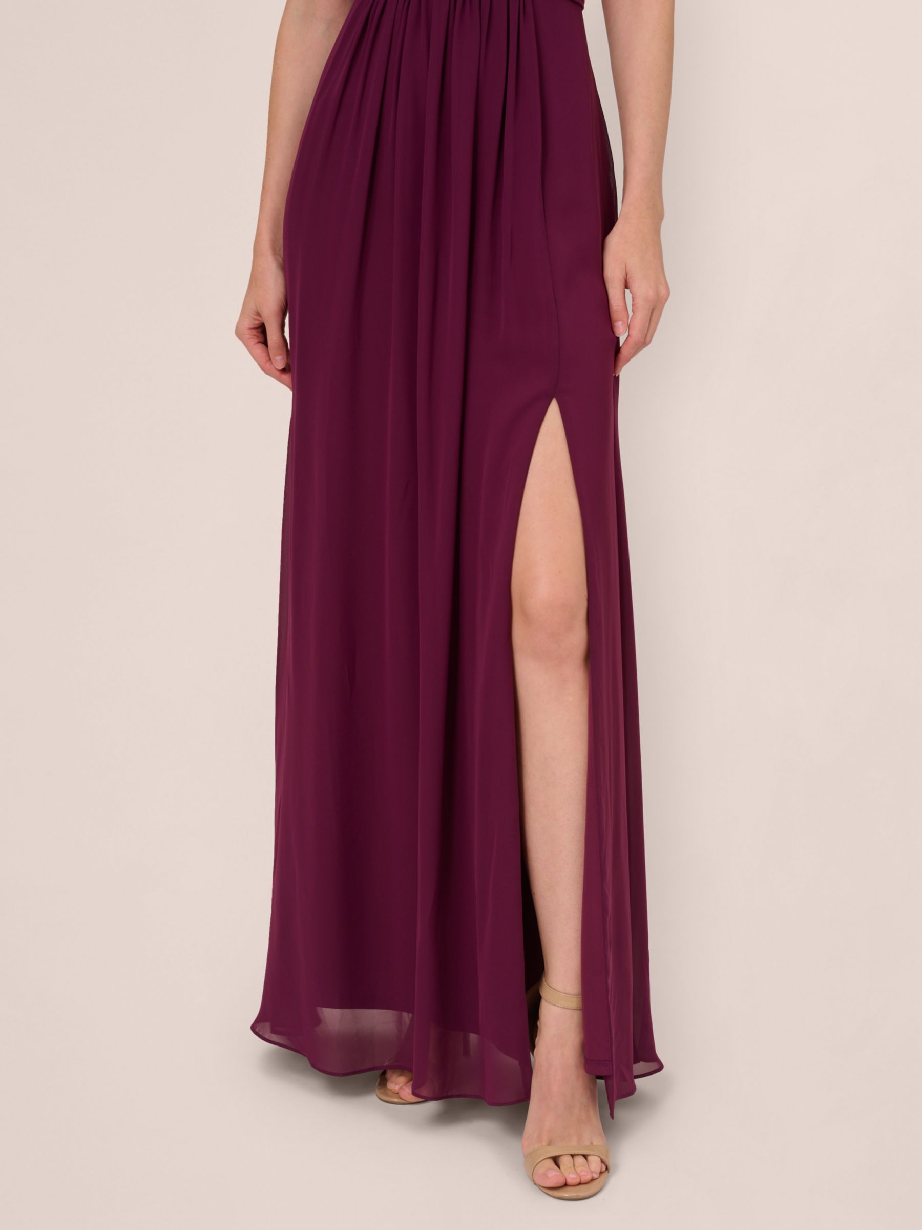 Buy Adrianna Papell One Shoulder Crepe Chiffon Maxi Dress, Cassis Online at johnlewis.com