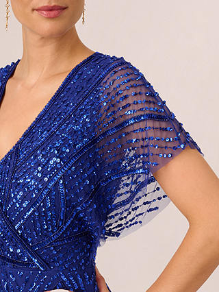 Adrianna Papell Long Beaded Dress, Ultra Blue