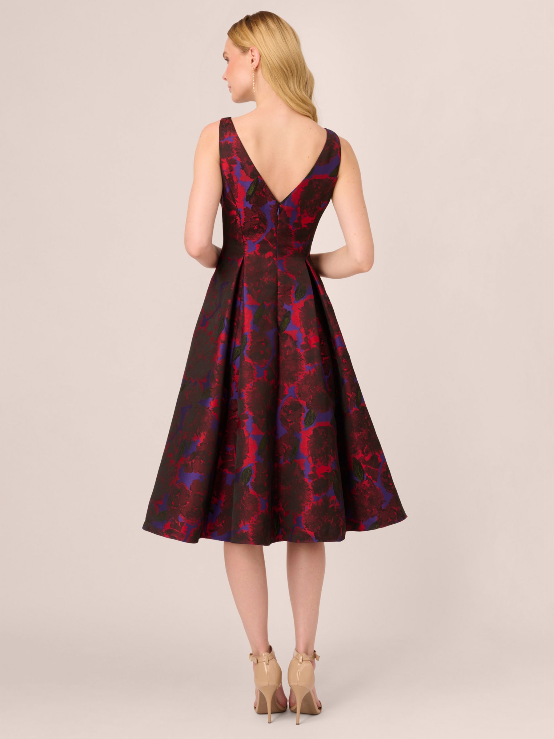 Buy Adrianna Papell Jacquard Tea Dress, Red/Multi Online at johnlewis.com