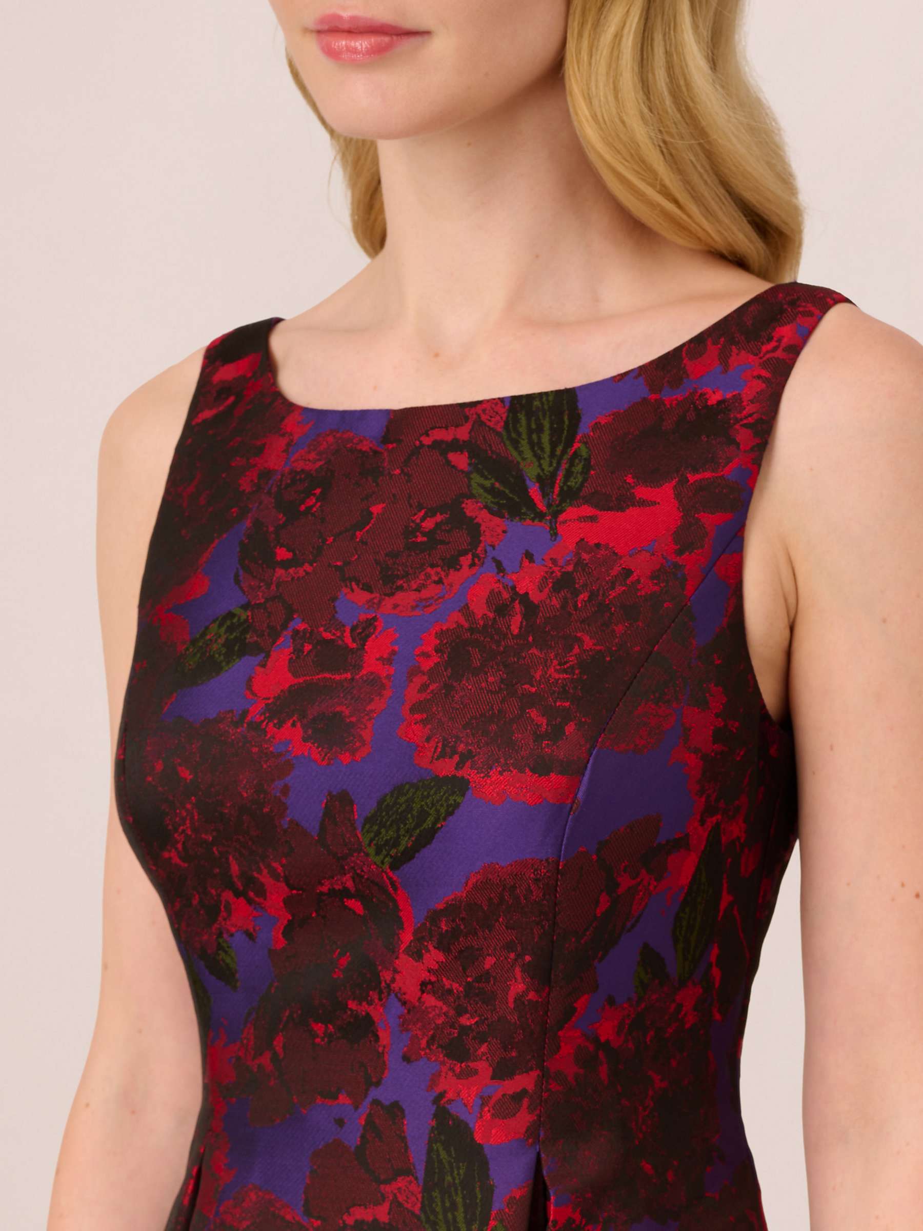 Buy Adrianna Papell Jacquard Tea Dress, Red/Multi Online at johnlewis.com