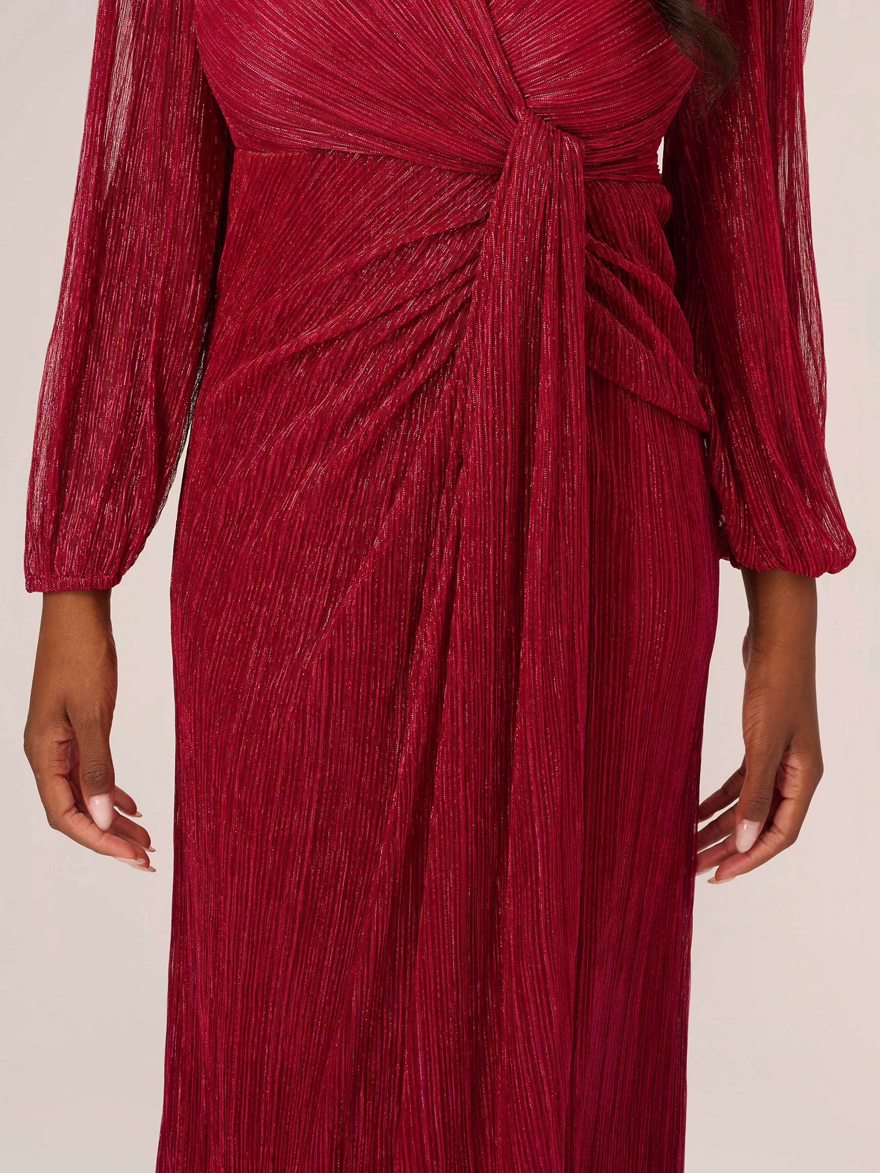 Buy Adrianna Papell Metallic Mesh Draped Maxi Dress, Scarlet Online at johnlewis.com
