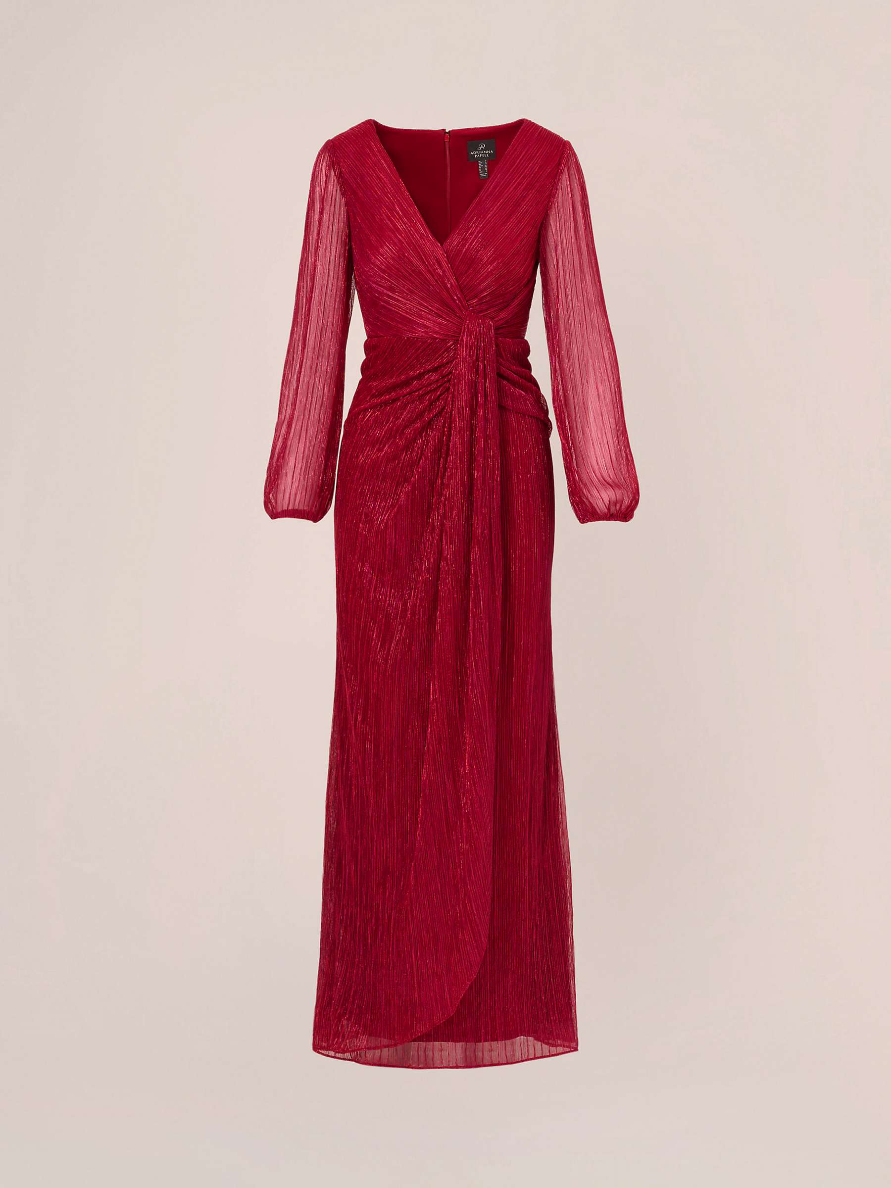 Buy Adrianna Papell Metallic Mesh Draped Maxi Dress, Scarlet Online at johnlewis.com