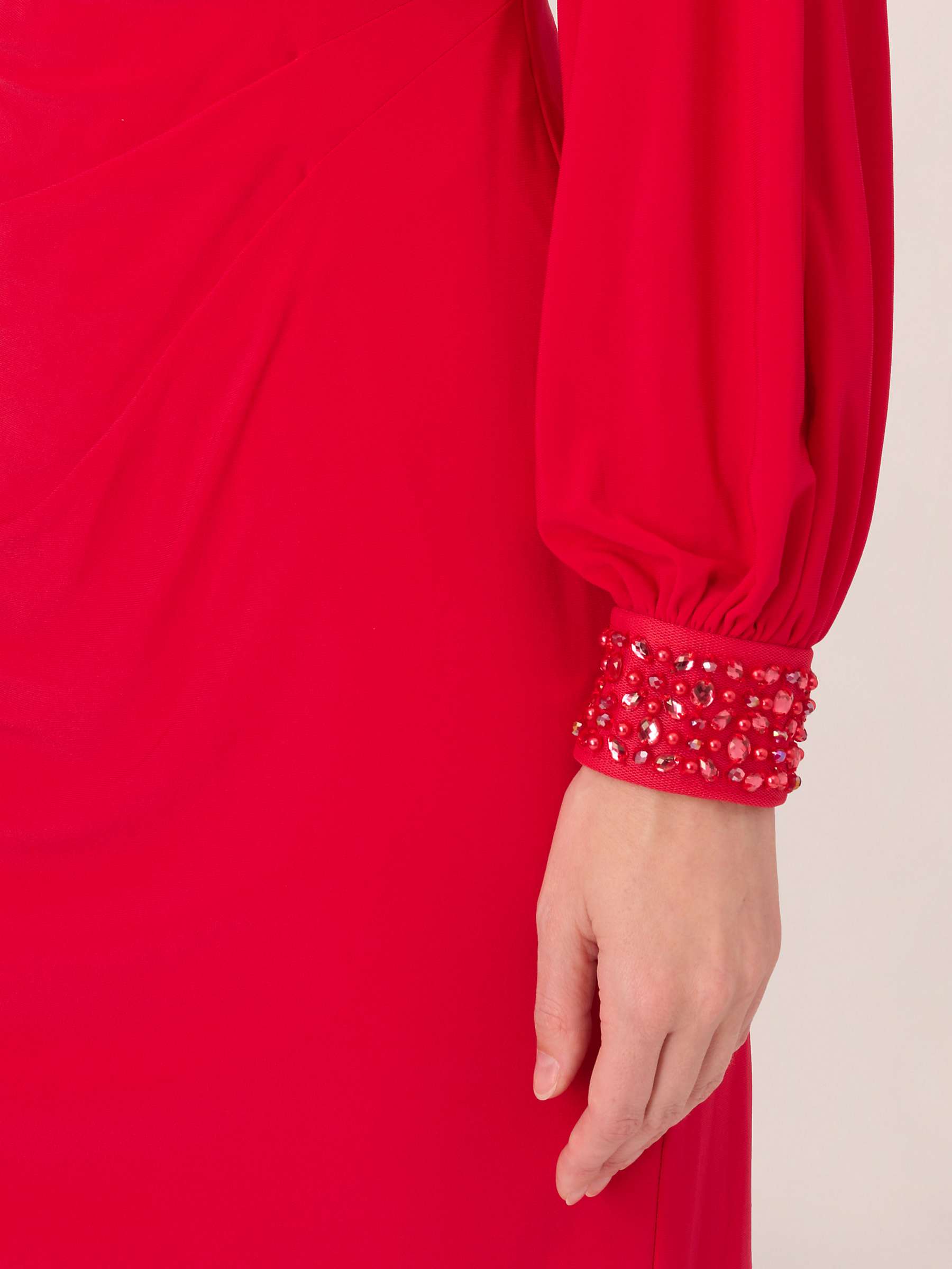Buy Adrianna Papell Beaded Cuff Short Jersey Dress, Hot Ruby Online at johnlewis.com