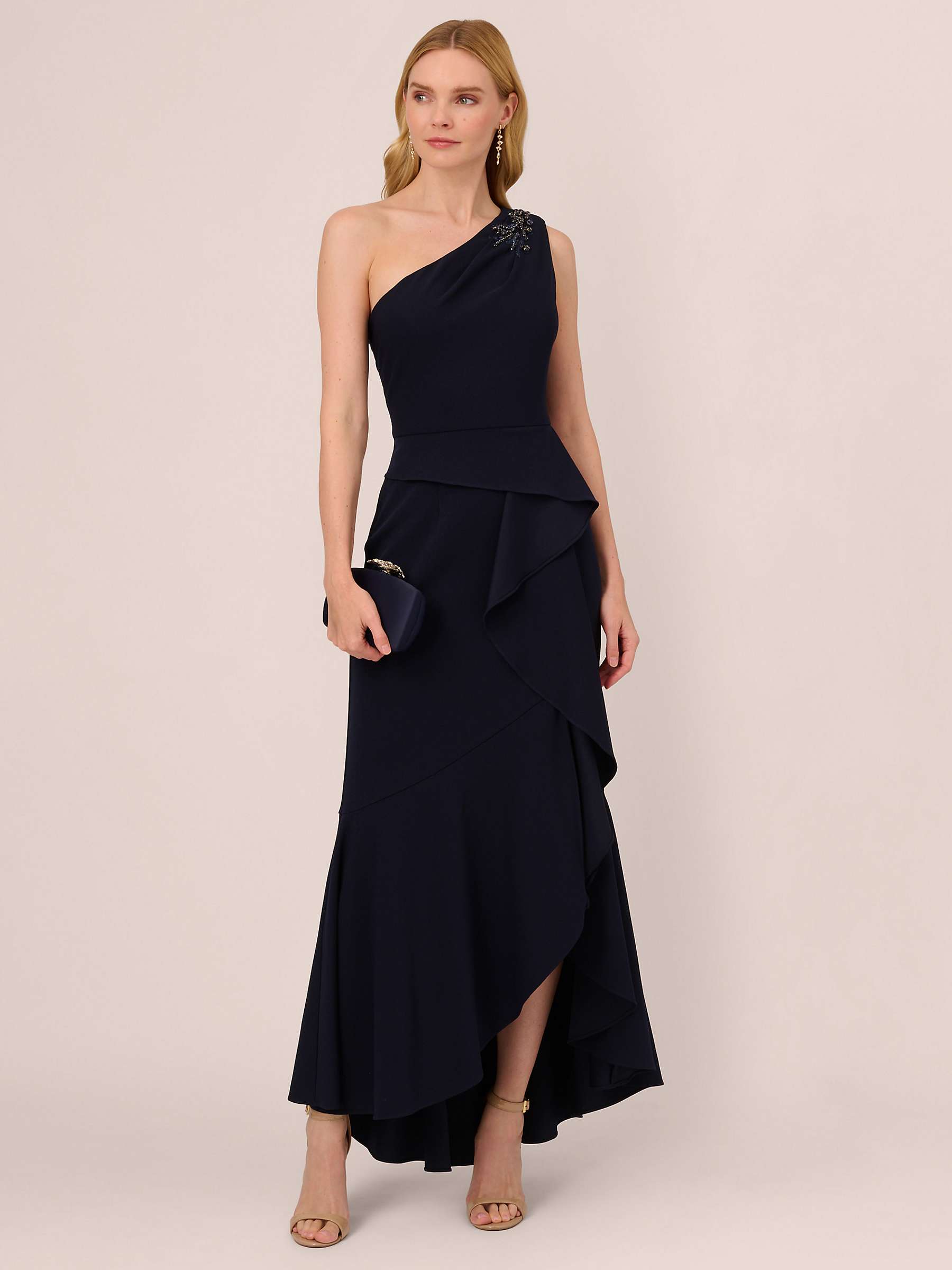 Buy Adrianna Papell Studio Beaded Knit Crepe Maxi Dress, Midnight Online at johnlewis.com