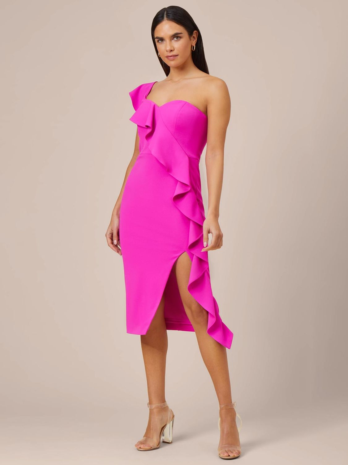 Aidan by Adrianna Papell Knit Crepe Cocktail Dress, Pink Flame, 16