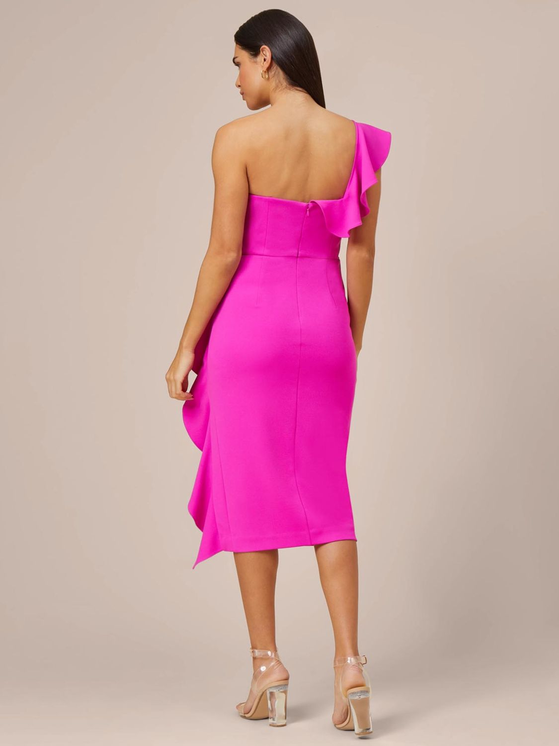 Aidan by Adrianna Papell Knit Crepe Cocktail Dress, Pink Flame, 16