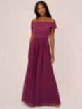 Adrianna Papell Off Shoulder Crepe Chiffon Maxi Dress, Cassis